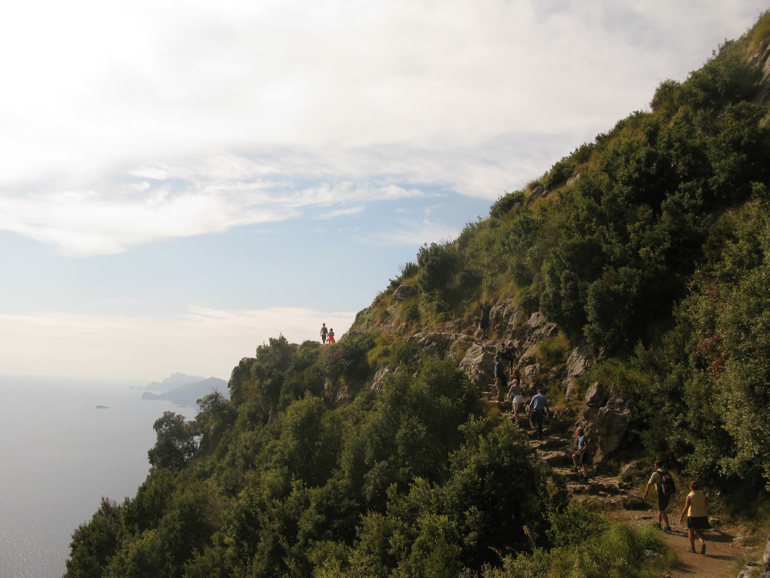 Path of the Gods hiking trail high above the Amalfi Coast. 
