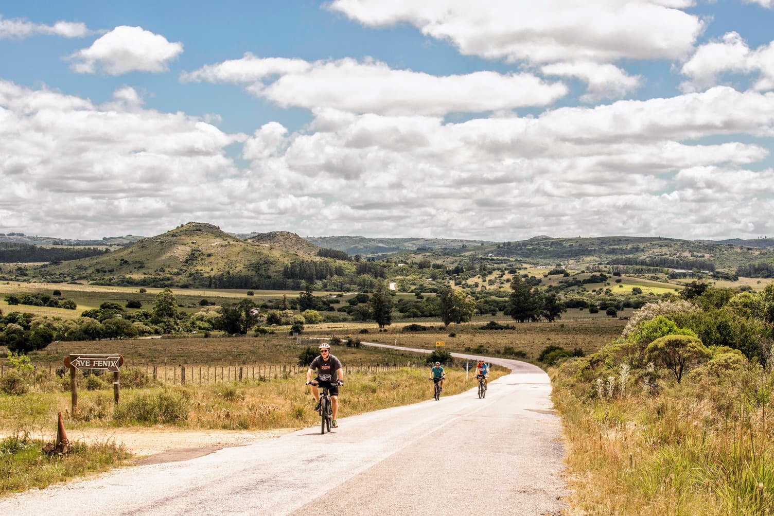 Cycling through Uruguay's countryside.