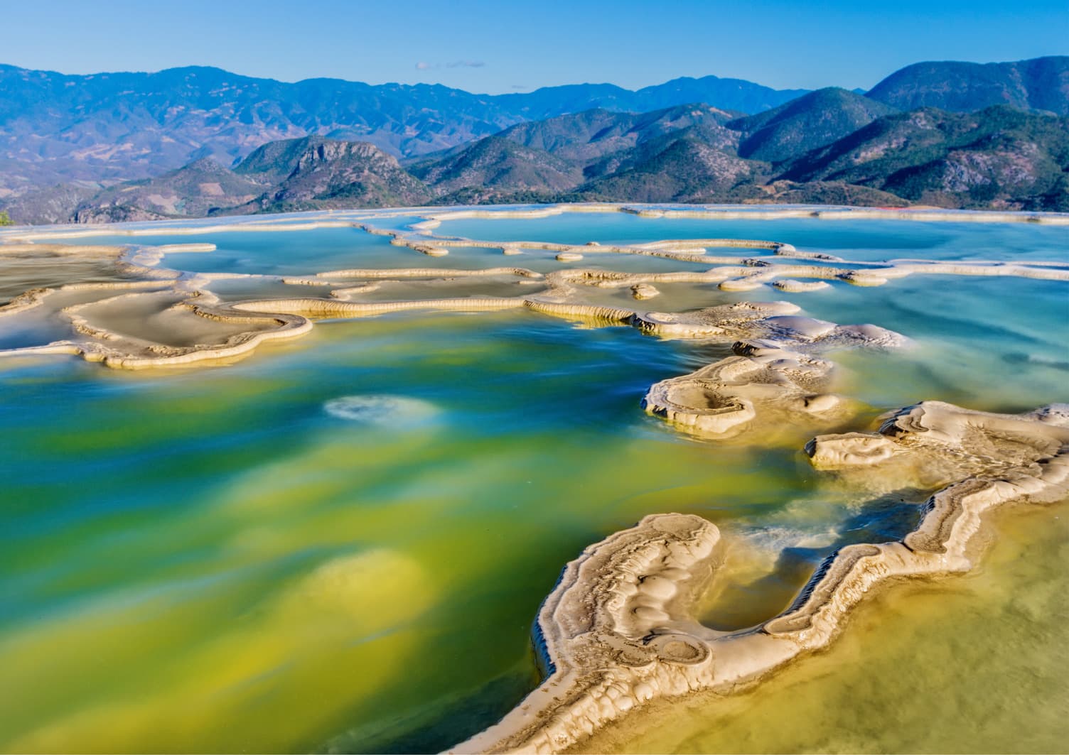 Hierve el Agua, a set of natural rock formations in Oaxaca, Mexico. 